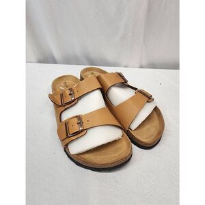 Torotto Mens EU 43 US 9.5-10 Slides Cork Open Toe Adjustable Webbing Flat Sandal